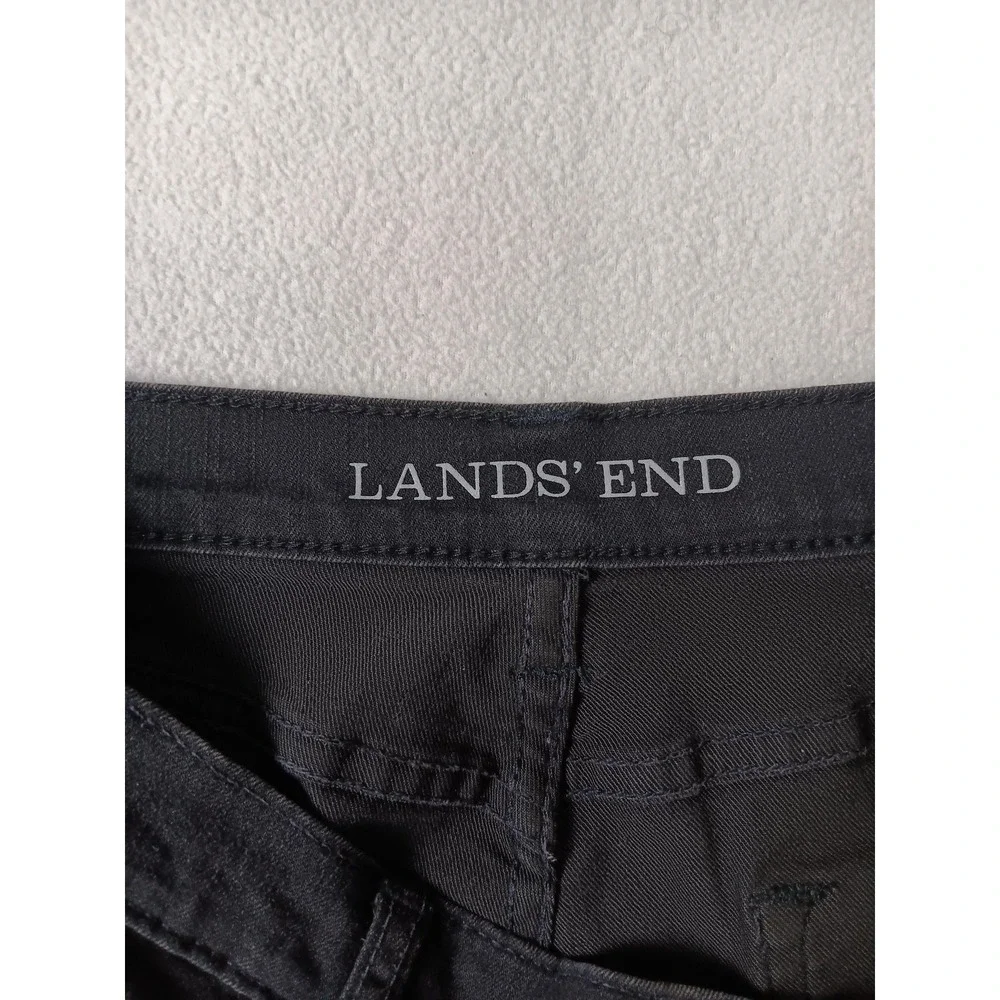 Lands' End Jeans Womens 14 Black High Rise Straight 5 Pocket Dark Wash Denim